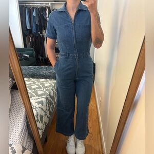 Women’s Wide-Leg Denim Jumpsuit in Dark Blue